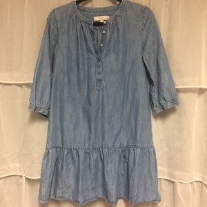 Small petite LOFT denim dress with ruffle bottom